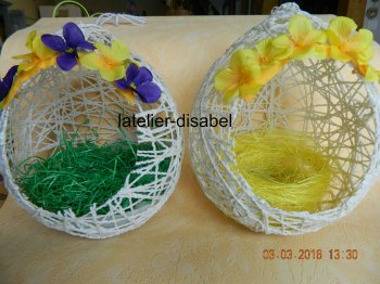 oeuf de Pâques réalisé avec de la ficelle et colle